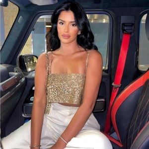 NWT Zara shimmery crop top in “golden” M/L SOLD OUT REF. 7657/948